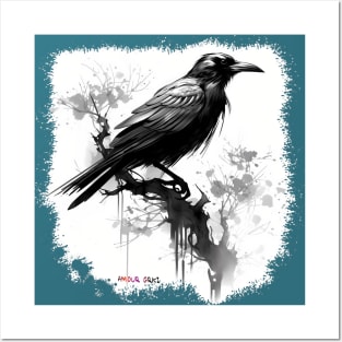 Wise Crow Dark Watercolor Posters and Art